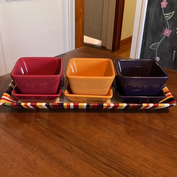 The Pampered Chef Simple additions serving set tray chip dip bowls - Picture 1 of 4